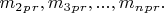 $ m_2_p_r,  m_3_p_r,...,   m_n_p_r. $