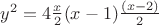$y^2=4\frac{x}{2}(x-1)\frac{(x-2)}{2}$
