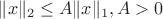 $\|x\|_2 \leq A\|x\|_1, A>0$ $\|x\|_2 \leq A\|x\|_1, A>0$