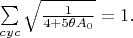 $\sum\limits_{cyc}\sqrt{\frac{1}{4+5\theta A_0}}=1.$