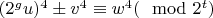 $(2^gu)^4\pm v^4\equiv w^4(\mod 2^t)$
