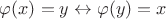 $\varphi(x)=y\leftrightarrow\varphi(y)=x$