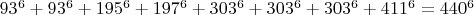 $93^6+93^6+195^6+197^6+303^6+303^6+303^6+411^6=440^6$