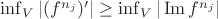 $\inf_{V}|(f^{n_j})'|\geq\inf_{V}|\operatorname{Im} f^{n_j}|$