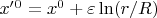 $x^\prime^0=x^0+\varepsilon\ln(r/R)$