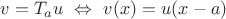 $v=T_au\ \Leftrightarrow\ v(x)=u(x-a)$