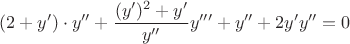 $$ (2+y') \cdot y'' + \frac{(y')^2+y'}{y''} y''' + y'' + 2y' y'' =0 $$