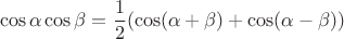 $$\cos\alpha\cos\beta=\frac12(\cos(\alpha+\beta)+\cos(\alpha-\beta))$$