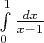 $\int\limits_{0}^{1} \frac{dx}{x-1}$
