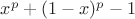$x^p+(1-x)^p-1$