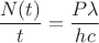 $$\frac{N(t)}{t}=\frac{P\lambda}{hc}$$