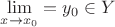 $\lim\limits_{x\to x_0}=y_0\in Y$
