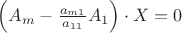 $\left (A_m - \frac {a_{m1}}{a_{11}} A_1 \right ) \cdot X = 0$