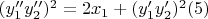 $(y_1''y_2'')^2 = 2x_1 + ( y_1'y_2' )^2\engo(5)$