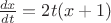 $\frac{dx}{dt}=2t(x+1)$
