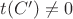 $t(C')\neq 0$
