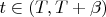 $t\in(T,T+\beta)$