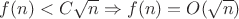 $f(n)<C\sqrt{n}\Rightarrow f(n)=O(\sqrt{n})$