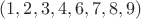 $(1,2,3,4,6,7,8,9)$