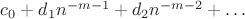 $c_0+d_1 n^{-m-1}+d_2 n^{-m-2}+\ldots$
