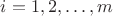 $i=1,2,\ldots,m$