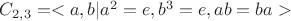 $C_{2,3} = <a,b|a^2=e, b^3=e, ab=ba>$