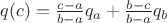 $q(c)=\frac{c-a}{b-a}q_a+\frac{b-c}{b-a}q_b$