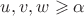 $u, v, w \geqslant \alpha$