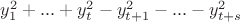 $y_1^2+...+y_t^2-y_{t+1}^2-...-y_{t+s}^2$