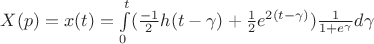 $X(p)=x(t)=\int\limits_{0}^{t}(\frac{-1}{2}h(t-\gamma)+\frac{1}{2}e^{2(t-\gamma)})\frac{1}{1+e^\gamma}d\gamma$