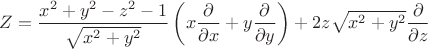 $Z=\dfrac{x^2+y^2-z^2-1}{\sqrt{x^2+y^2}}\left(x\dfrac{\partial}{\partial x}+y\dfrac{\partial}{\partial y}\right)+2z\sqrt{x^2+y^2}\dfrac{\partial}{\partial z}$