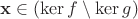 $\mathbf x \in (\ker f \setminus \ker g)$