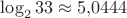 $\log_2 33\approx 5{,}0444$ $\log_2 33\approx 5{,}0444$