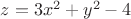 $z=3x^2+y^2-4$