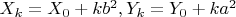 $X_k=X_0+kb^2,Y_k=Y_0+ka^2$