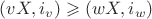 $(vX,i_v)\geqslant(wX,i_w)$