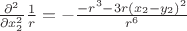 $\frac{{\partial}^2}{\partial x^{2}_{2}} \frac{1}{r}=-\frac{-r^3-3r(x_{2}-y_{2})^{2}}{r^6}$
