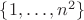 $\{1,\dots,n^2\}$