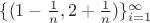 $\{ (1-\frac 1 n,2+\frac 1 n)\}_{i=1}^{\infty}$