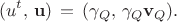 $$(u^t,\,\mathbf{u})\,=\,(\gamma_Q,\,\gamma_Q\mathbf{v}_Q).$$ $$(u^t,\,\mathbf{u})\,=\,(\gamma_Q,\,\gamma_Q\mathbf{v}_Q).$$