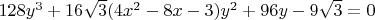 $128y^3+16\sqrt{3}(4x^2-8x-3)y^2+96y-9\sqrt{3}=0$