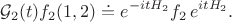 $$ \mathcal{G}_{2}(t)f_2(1,2)\doteq e^{-itH_{2}}f_2\,e^{itH_{2}}.$$ $$ \mathcal{G}_{2}(t)f_2(1,2)\doteq e^{-itH_{2}}f_2\,e^{itH_{2}}.$$