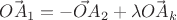 $\vec{OA_{1}} = \vec{-OA_{2}} + \lambda \vec{OA_{k}}$