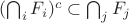 $(\bigcap_{i}F_i)^c\subset \bigcap_{j}F_j$