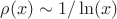 $\rho(x)\sim1/\ln(x)$