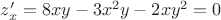 $z'_{x}=8xy-3x^2y-2xy^2=0$
