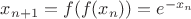 $x_{n+1}=f(f(x_n))=e^{-x_n}$