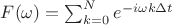 $F(\omega) =  \sum_{k=0}^{N}e^{-i \omega k\Delta t} $