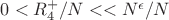 $0<R_{4н}^{+}/N<<N^{\epsilon}/N$