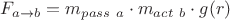 $F_{a\to b}=m_{pass\ a}\cdot m_{act\ b} \cdot g(r)$